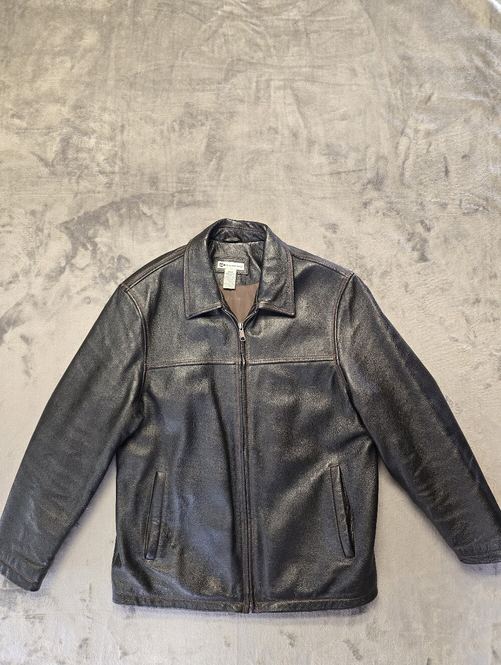 Wilke Rodriguez Genuine Leather Jacket Size Medium Black Brown Accent